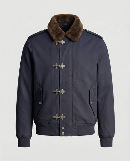 Herren Canvasjacke Teddykragen