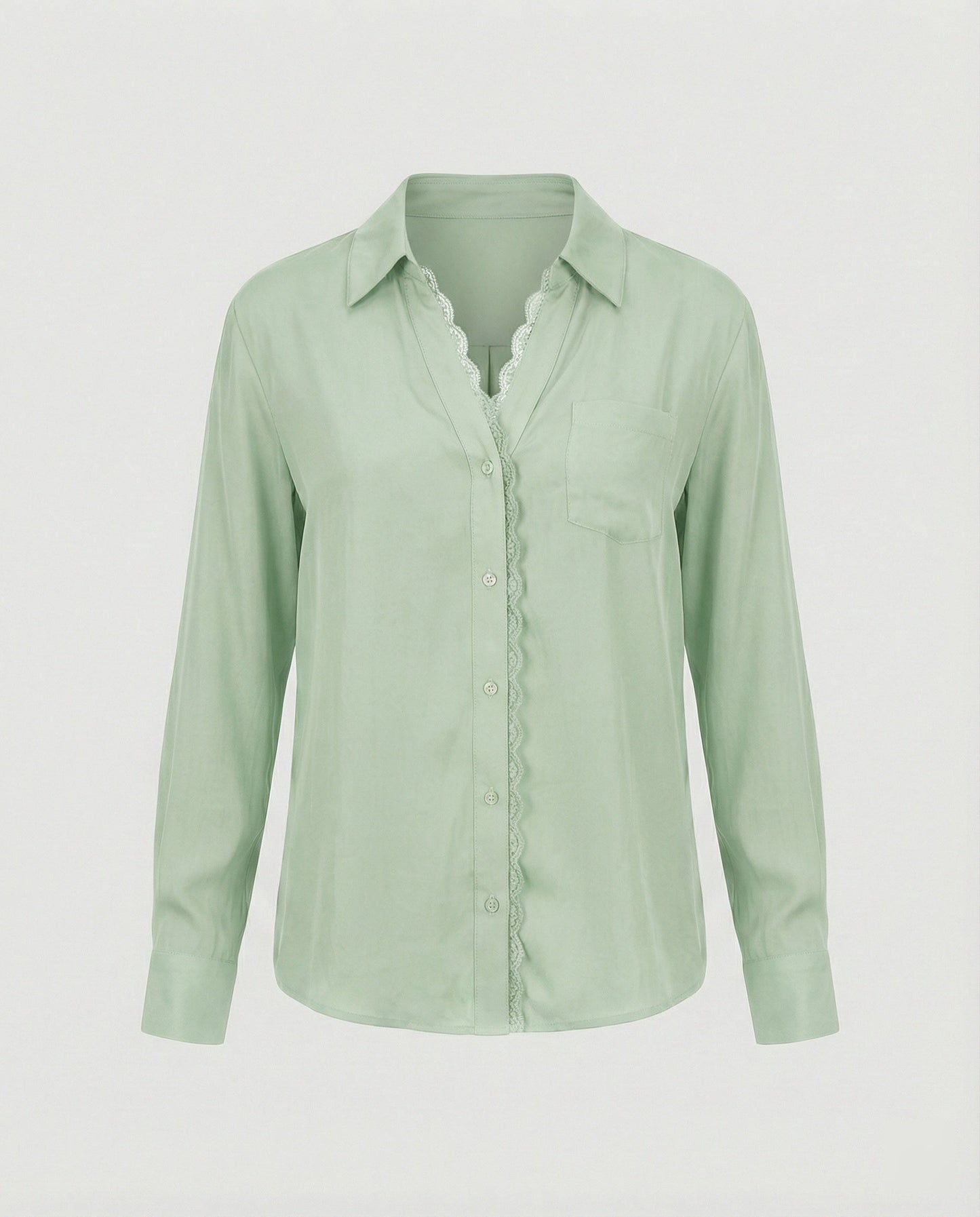 Damen Bluse Spitzenakzent Weiß