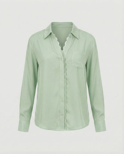 Damen Bluse Spitzenakzent Weiß