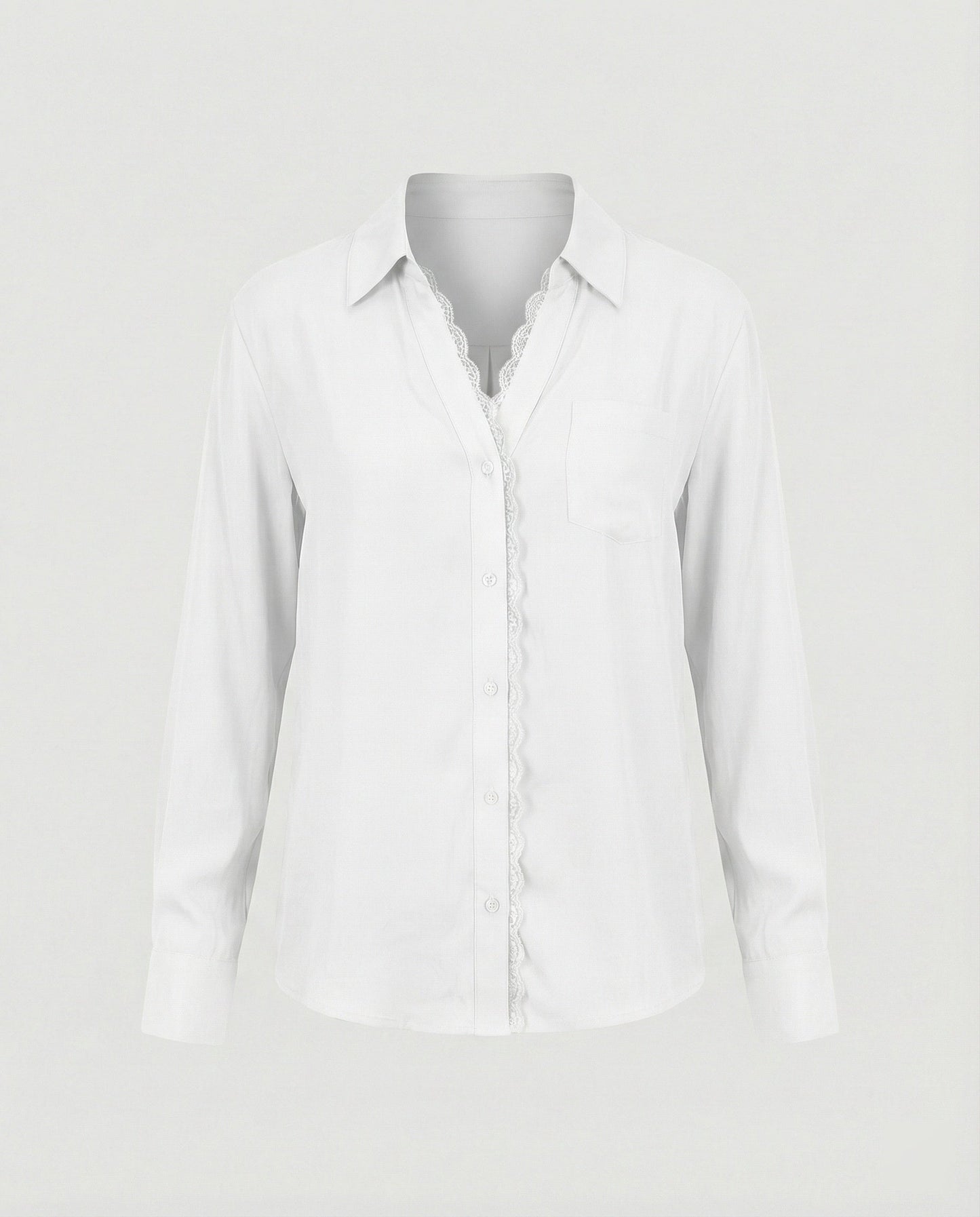 Damen Bluse Spitzenakzent Weiß