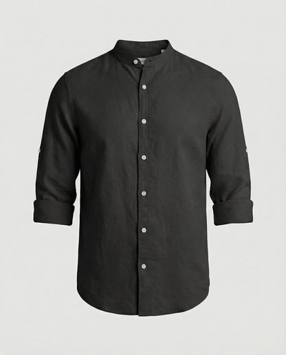 Herren Stehkragenhemd Regular Fit Weiß - Norvielle