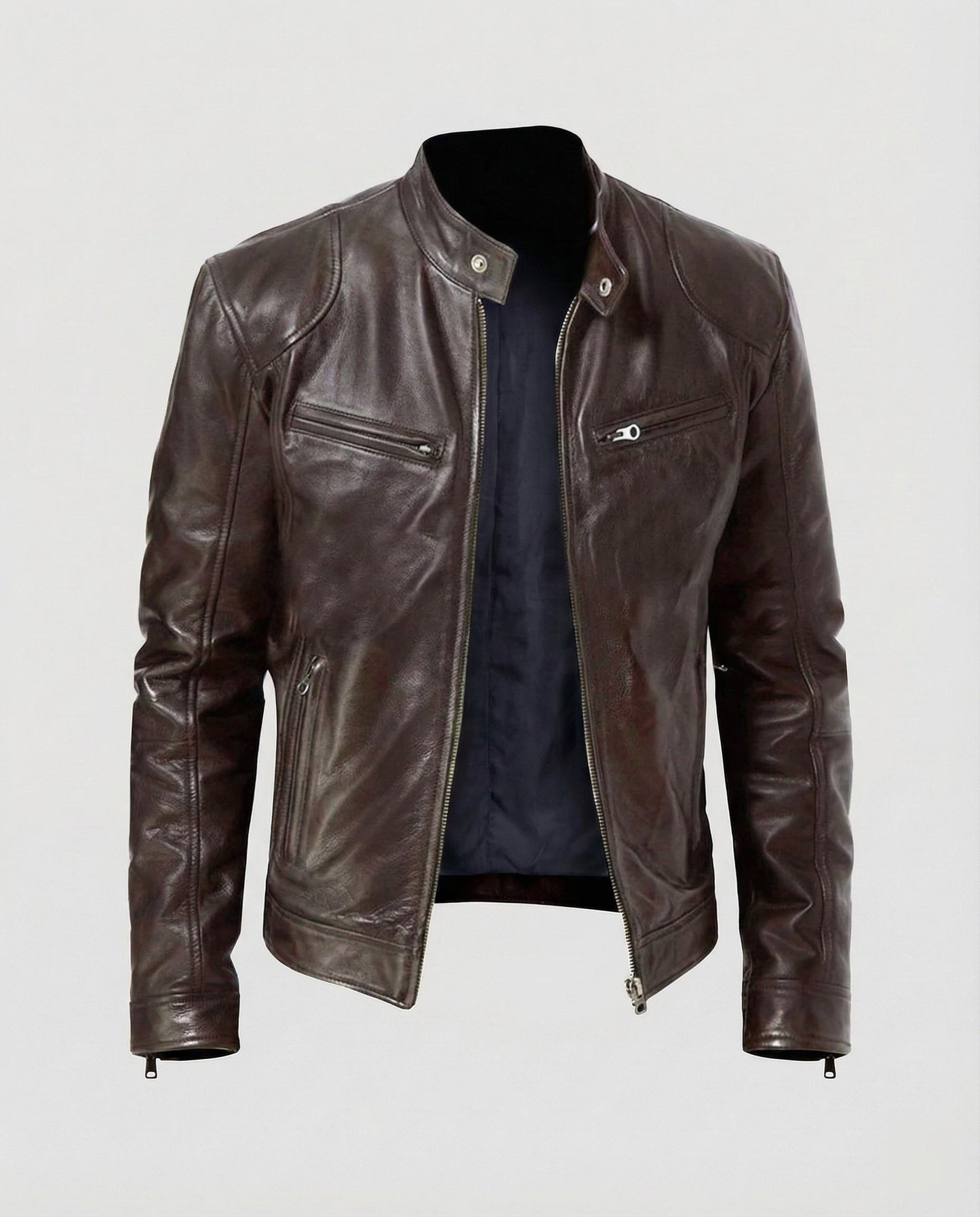Herren Lederblouson Motorrad Ledermantel