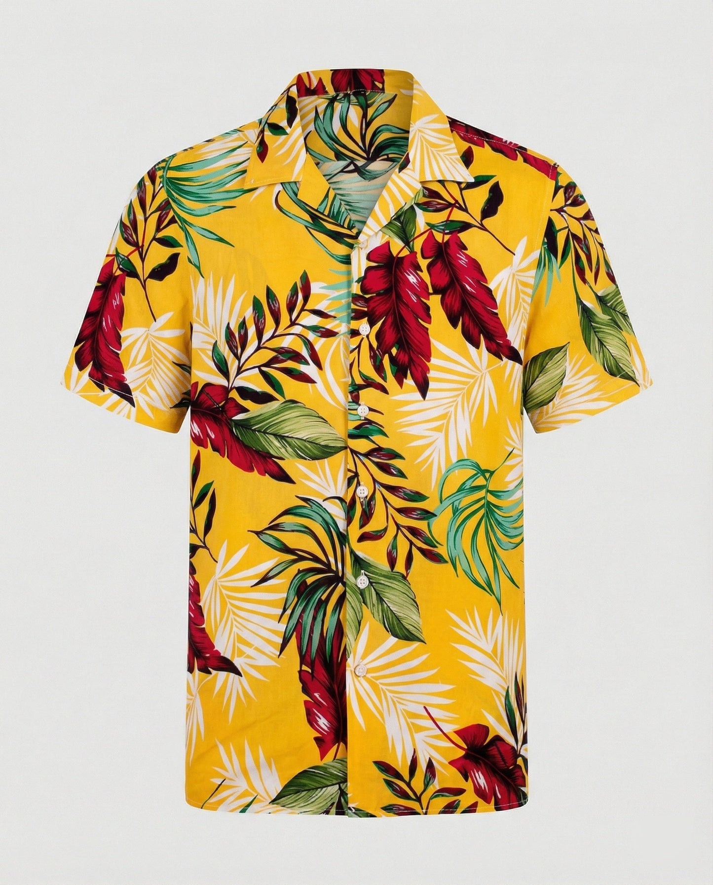 Herren Hawaiihemd Kurzarm Palmenprint