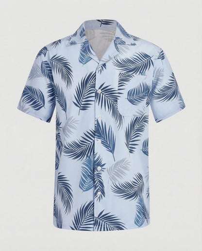 Herren Hawaiihemd Kurzarm Palmenprint