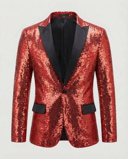 Norvielle Herren Blazer Pailletten Glänzend