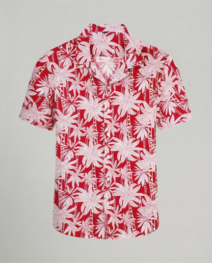 Herren Hawaiihemd Kurzarm Palmenprint