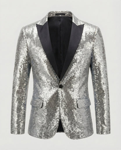 Norvielle Herren Blazer Pailletten Glänzend