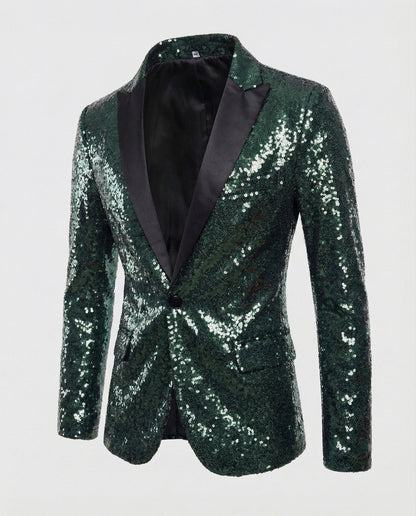 Herren Pailletten Blazer Glitzer
