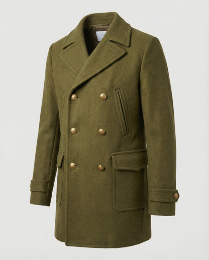 Herren Wollmantel Elegantes Design Doppelknopf