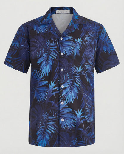 Herren Hawaiihemd Kurzarm Palmenprint