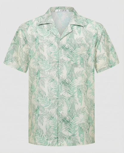 Herren Hawaiihemd Kurzarm Palmenprint