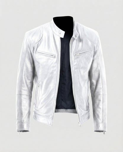 Herren Lederblouson Motorrad Ledermantel