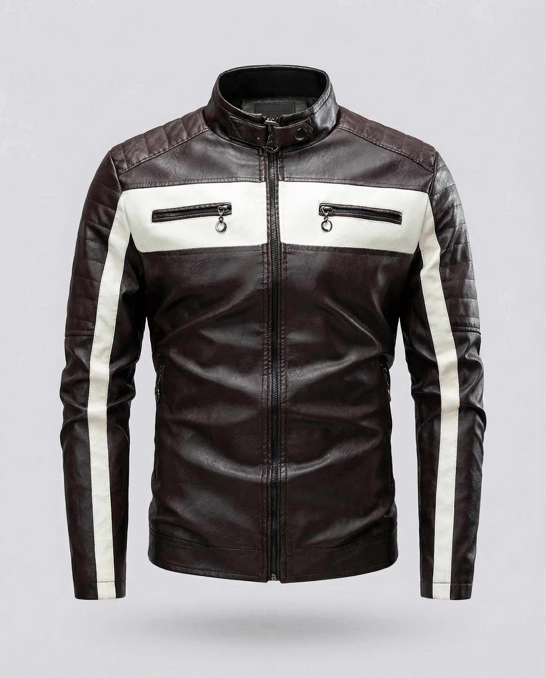 Herren Lederjacke Biker Stil Schwarz - Norvielle