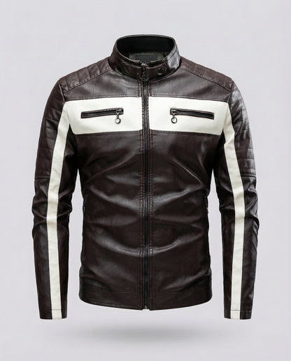 Herren Lederjacke Biker Stil Schwarz - Norvielle