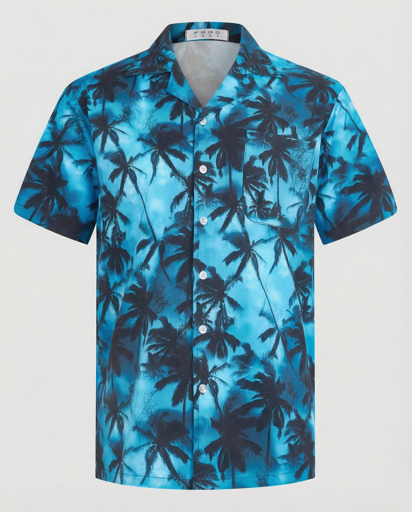 Herren Hawaiihemd Kurzarm Palmenprint