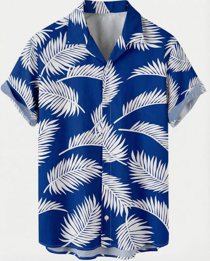 Herren Hawaiihemd Kurzarm Palmenprint