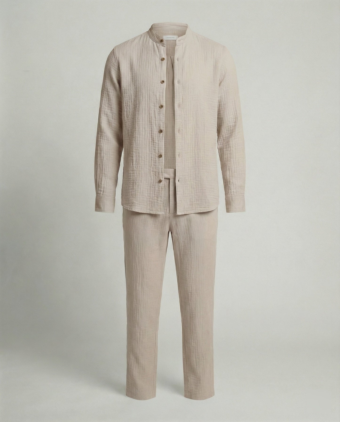Herren Zweiteiler Leichtes Leinen Beige