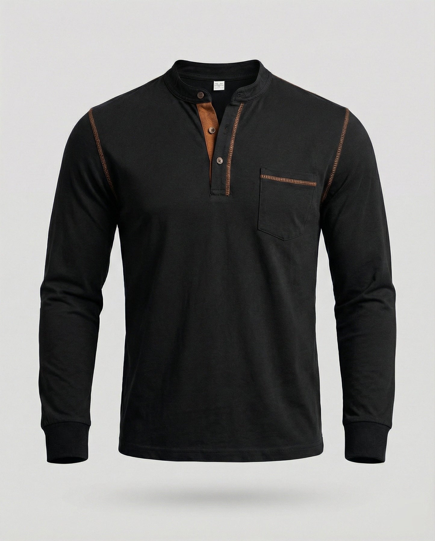 Herren Langarm-Henley-Shirt