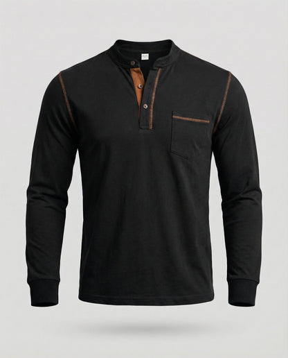 Herren Langarm-Henley-Shirt