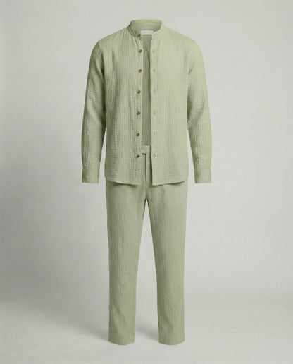 Herren Zweiteiler Leichtes Leinen Beige