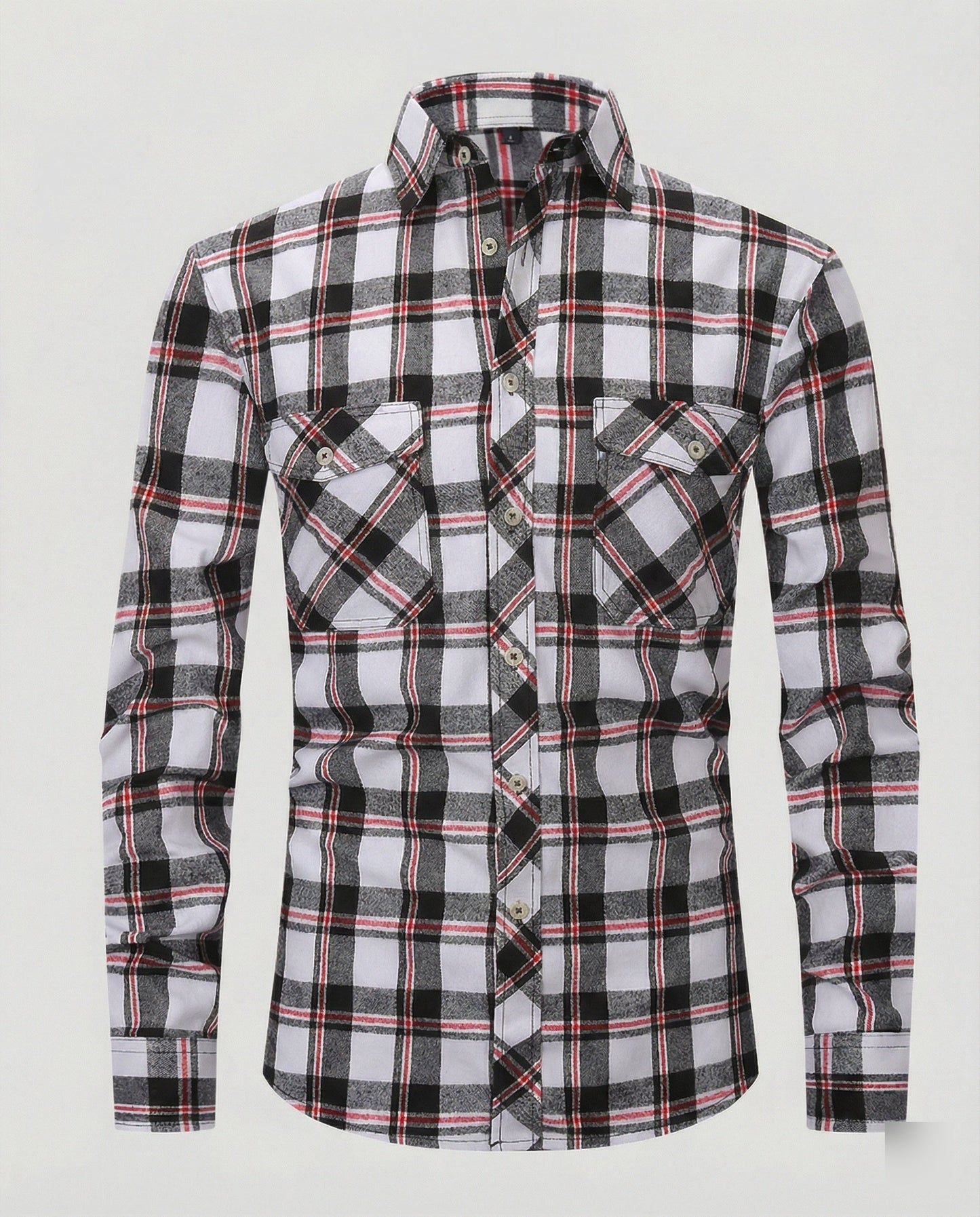 Herren Langarmhemd Kariert Kentkragen