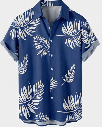 Herren Hawaiihemd Kurzarm Palmenprint