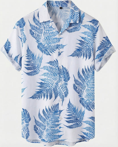 Herren Hawaiihemd Kurzarm Palmenprint
