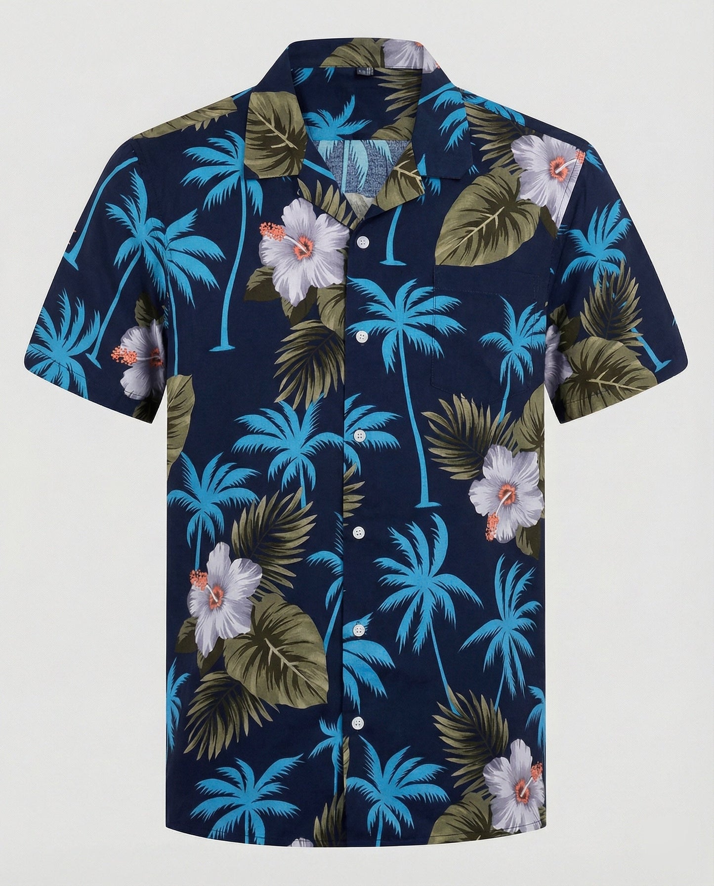 Herren Hawaiihemd Kurzarm Palmenprint