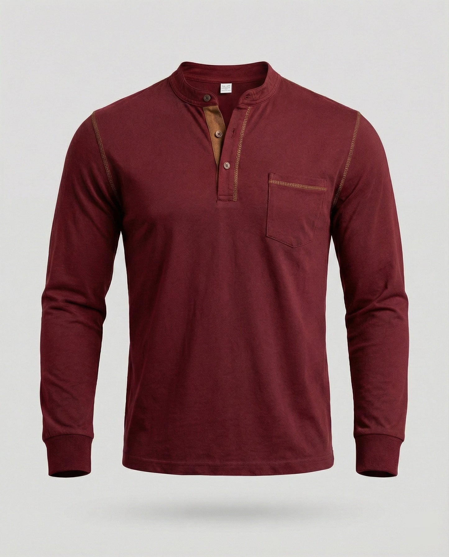Herren Langarm-Henley-Shirt