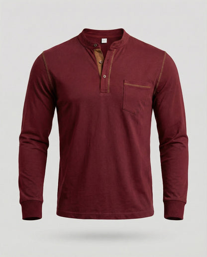 Herren Langarm-Henley-Shirt