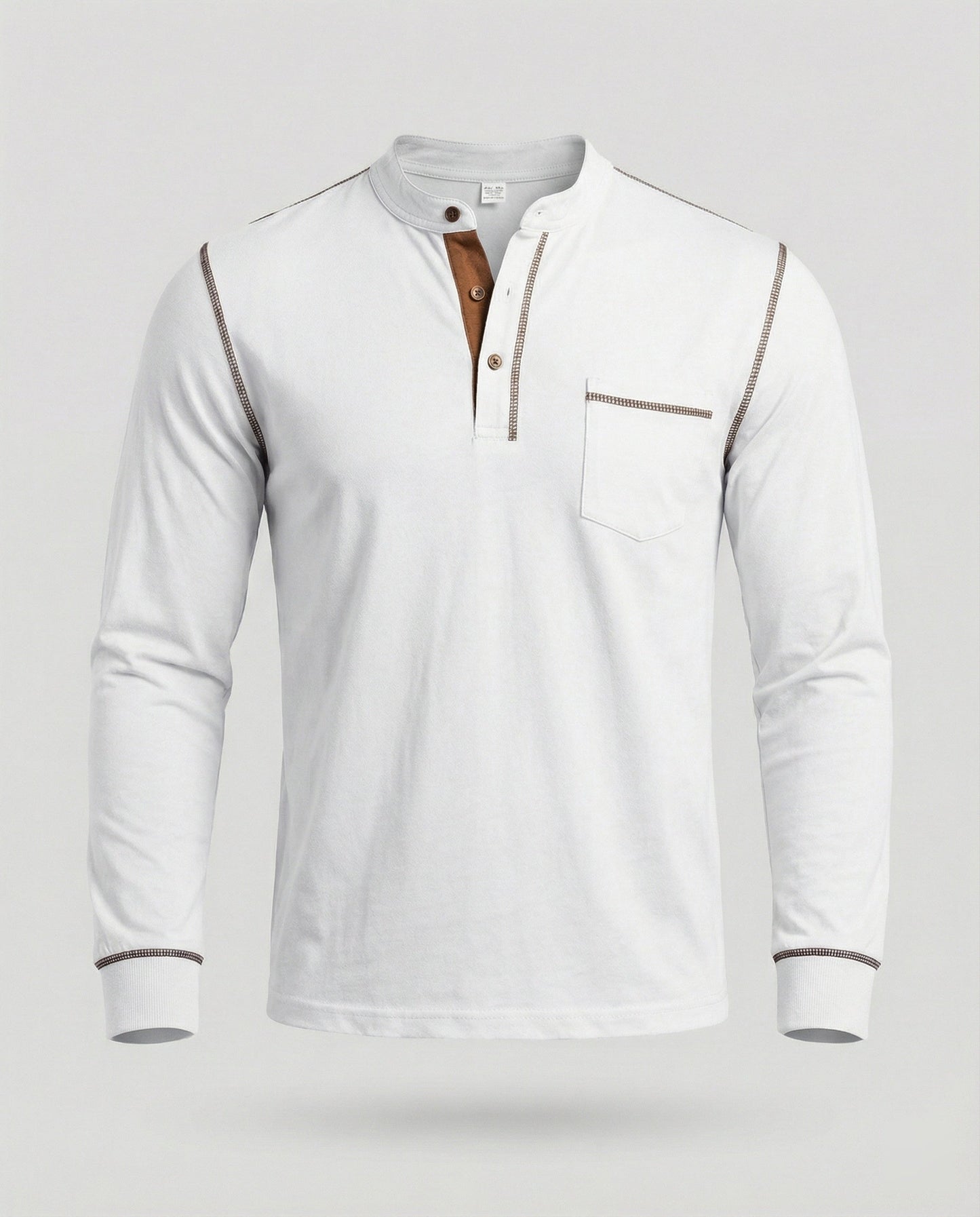 Herren Langarm-Henley-Shirt