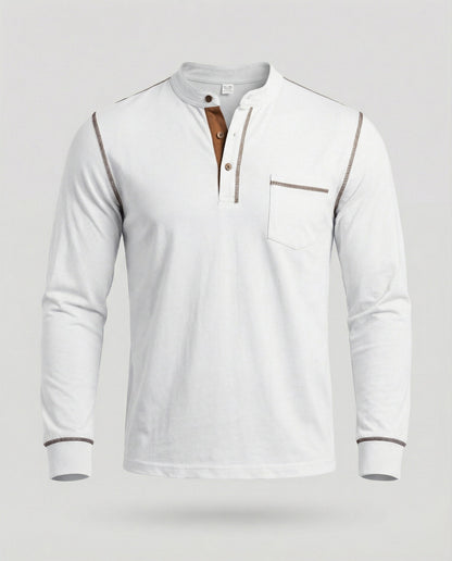 Herren Langarm-Henley-Shirt