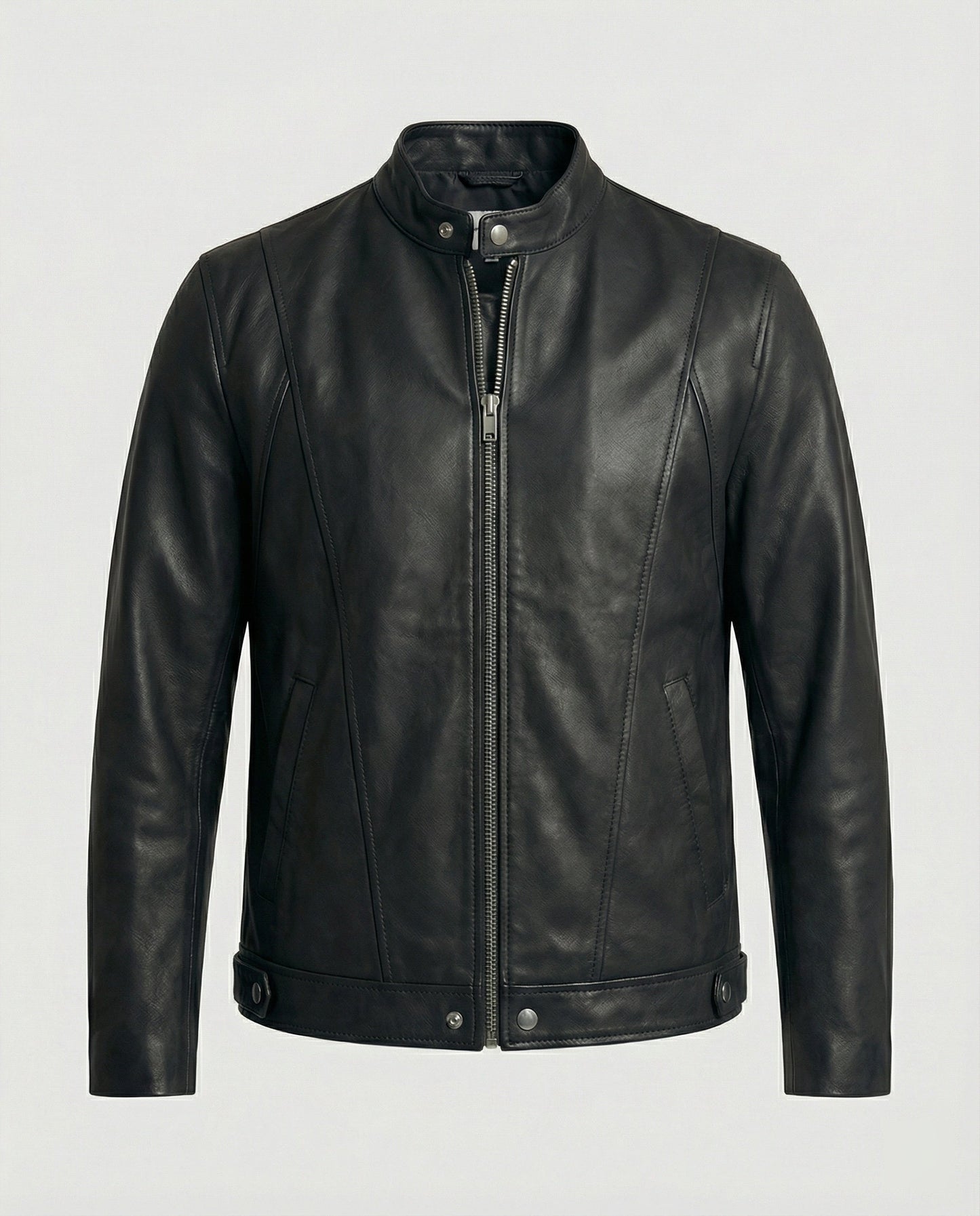Herren Lederjacke Bomber Stehkragen - Norvielle