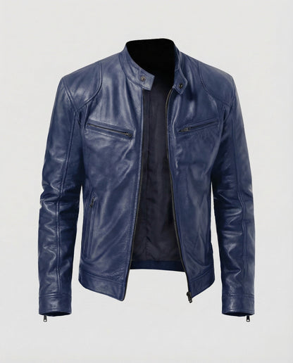 Herren Lederblouson Motorrad Ledermantel