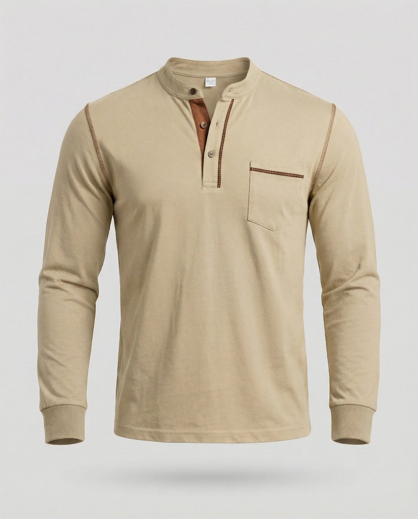 Herren Langarm-Henley-Shirt