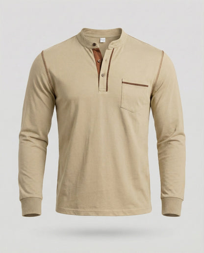 Herren Langarm-Henley-Shirt