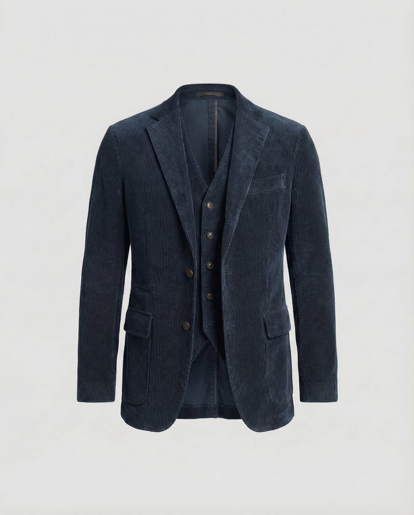 Corduroy Blazer Set Damen Baumwolle Grübchen Optik
