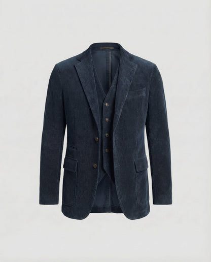 Corduroy Blazer Set Damen Baumwolle Grübchen Optik