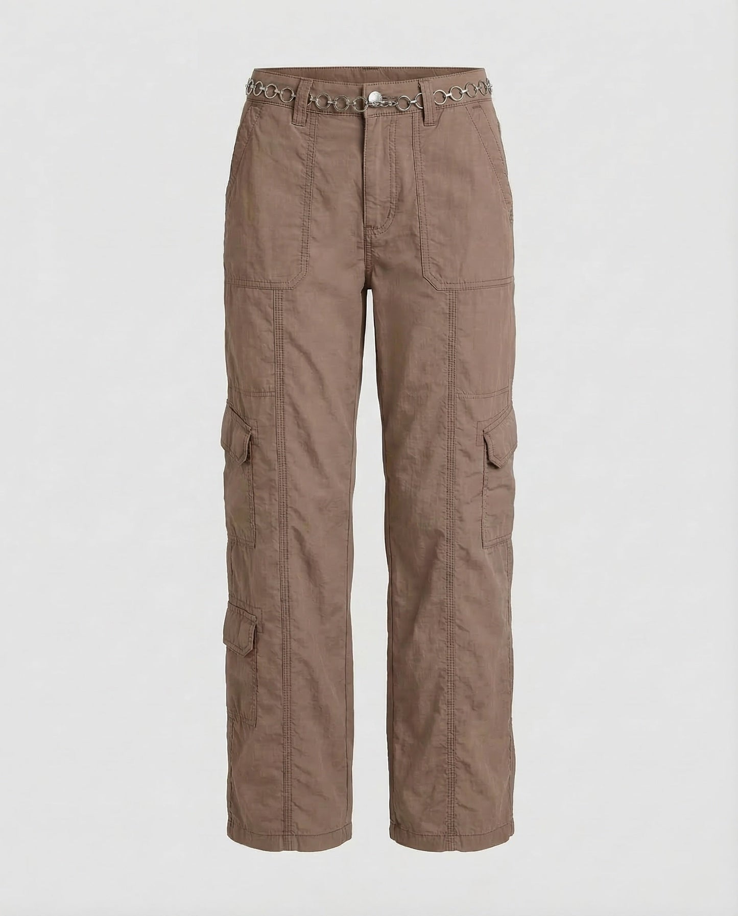 Damen Cargohose Tiefes Bein Ziernähte