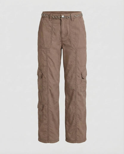 Damen Cargohose Tiefes Bein Ziernähte