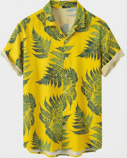 Herren Hawaiihemd Kurzarm Palmenprint