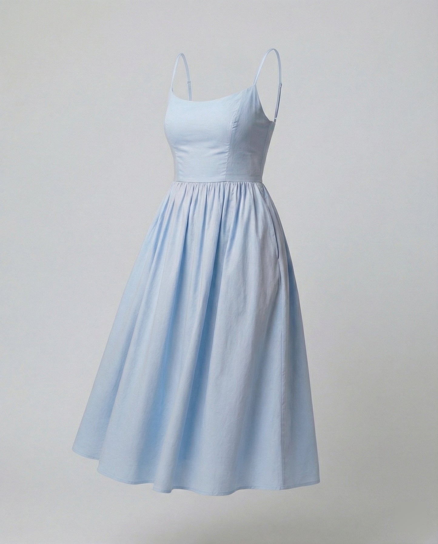 Einfaches Damenkleid U-Ausschnitt Strapsen