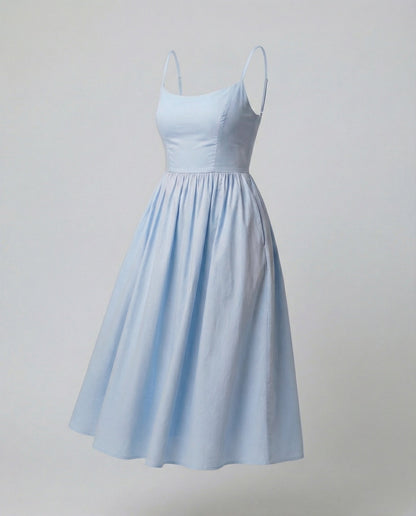 Einfaches Damenkleid U-Ausschnitt Strapsen