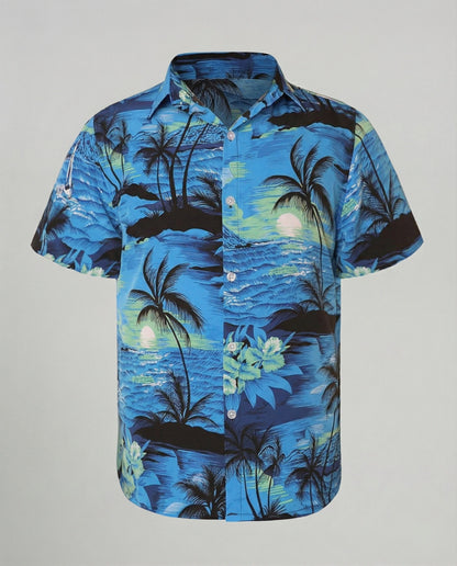 Herren Hawaiihemd Kurzarm Palmenprint