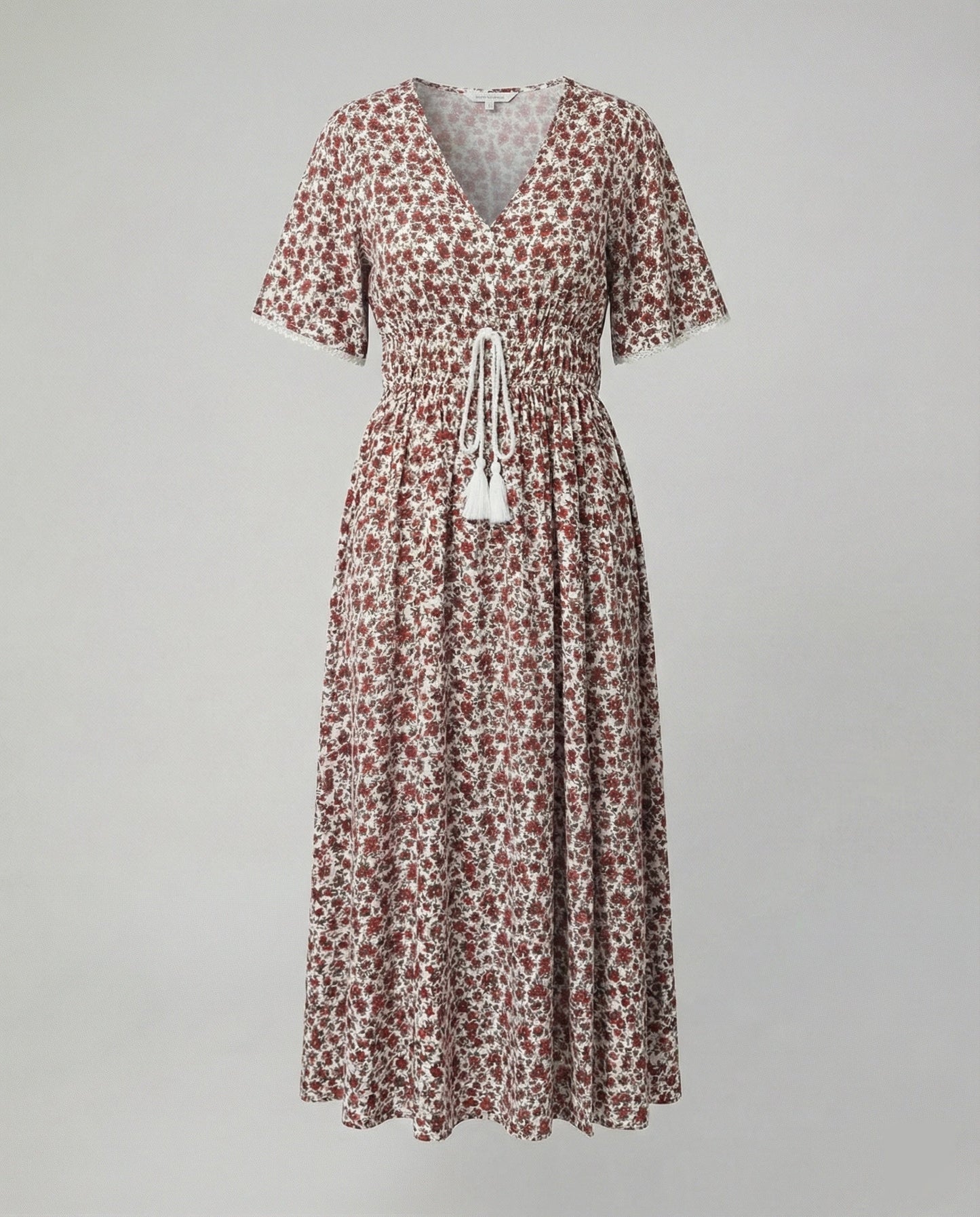 Damen Maxikleid Floralmuster Baumwolle
