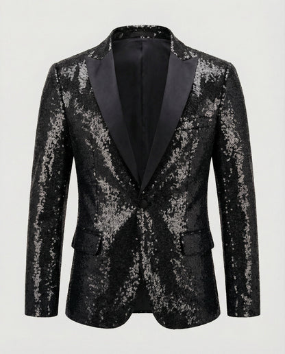 Norvielle Herren Blazer Pailletten Glänzend