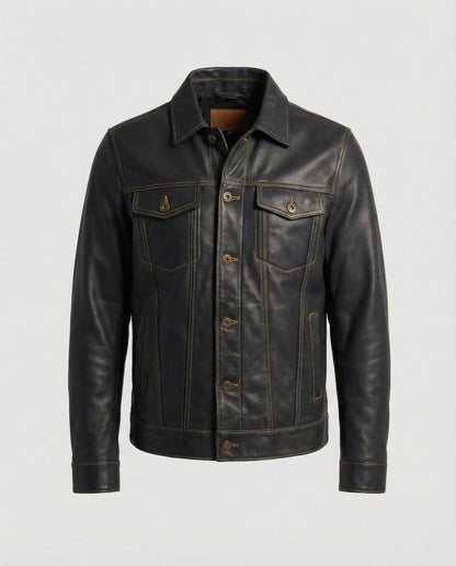 Herren Kunstleder Thermojacke