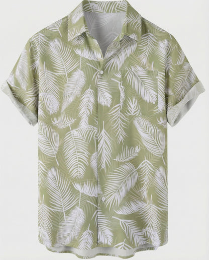 Herren Hawaiihemd Kurzarm Palmenprint