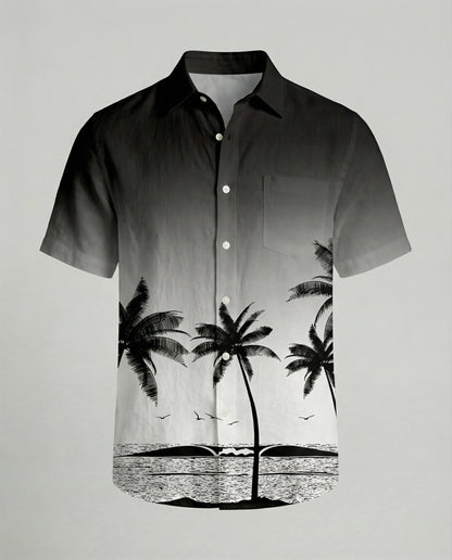 Herren Hawaiihemd Kurzarm Palmenprint