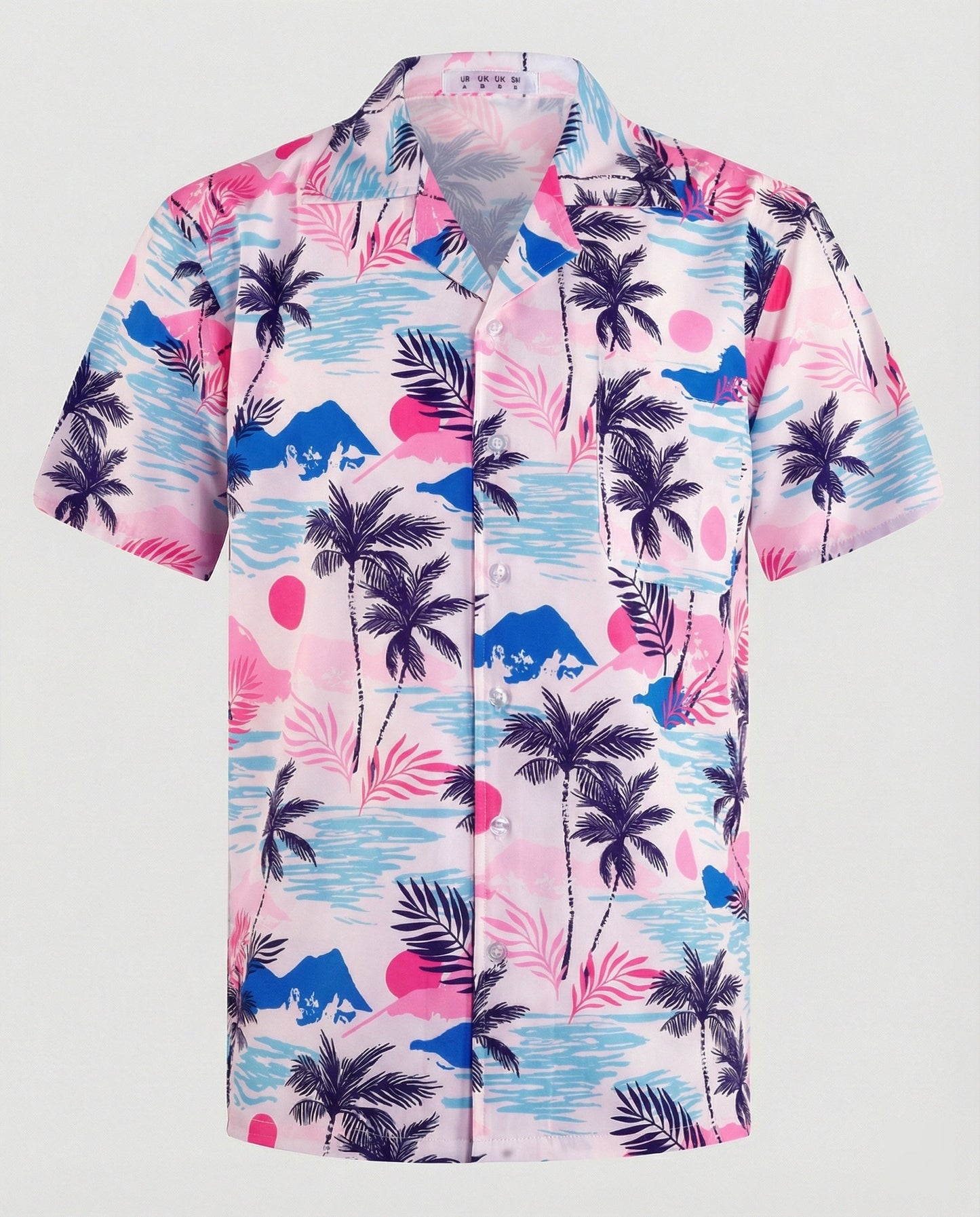 Herren Hawaiihemd Kurzarm Palmenprint